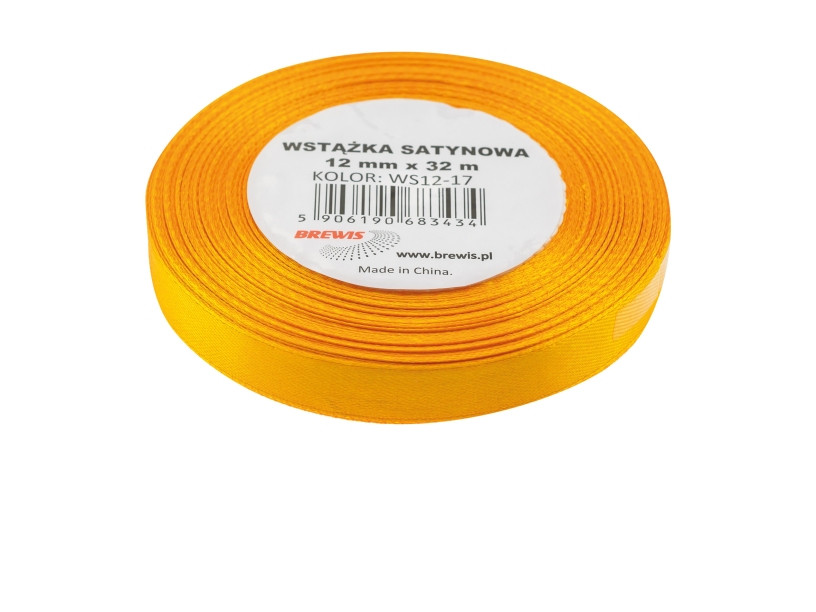 Wstążka satynowa 12mmx32m żółta Brewis